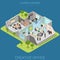 Office interior corporate department flat isometric vector 3d