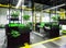Office interior in loft style in grey, green and yellow colors