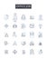 Office job line icons collection. Desk duty, Career path, Business hours, Professional work, White-collar work