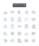 Office job line icons collection. Desk duty, Career path, Business hours, Professional work, White-collar work