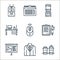 office line icons. linear set. quality vector line set such as coffe, suit, presentation, notepad, computer mouse, office, water