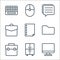 office line icons. linear set. quality vector line set such as computer, cupboard, suitcase, folder, paper, suitcase, speech