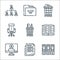 office line icons. linear set. quality vector line set such as folders, document, security, open book, stationery, office chair,