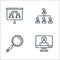 office line icons. linear set. quality vector line set such as security, magnifying glass, colleagues