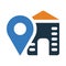 office, location, location pin, building, office location icon