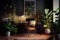 office with lush, green plants and warm lighting for a serene workspace