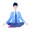 Office manager meditating in lotus pose