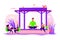 Office meditation booth concept vector illustration