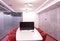 Office for meetings in the office. A large table for negotiations in the business center. A room for negotiations in the office of