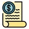 Office money report icon color outline vector