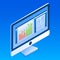 Office monitor icon, isometric style