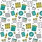 Office objects seamless icons pattern