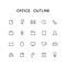 Office outline icon set