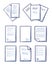 Office Papers Documents and Files Set Icons Vector