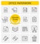 The office paperwork outline vector icon set