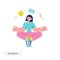 Office people practicing yoga and meditation. Business Illustration