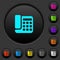 Office phone dark push buttons with color icons