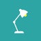 Office reading lamp, table lamp on blue background. Imagination, study icon