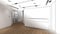 office reception, line drawing with wood floor.Office space,3d rendering