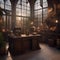 An office set in a wizards tower, where employees brew potions and cast spells alongside their regular tasks2