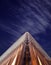 Office skyscraper, low angle, night time