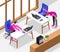 Office Stretches Isometric Background