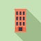 Office style building icon flat vector. Multistory city area