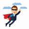 Office superhero businessman flying. happy worker. business design concept. vector illustration.