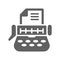 Office supplies, gray typewriter, typing machine icon