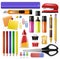 Office supply vector stationery school tools icons and accessories of education assortment pencil marker pen