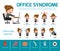 Office syndrome. health care concept. infographic element. vector flat icons woman cartoon design. brochure poster banner