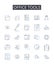 Office tools line icons collection. harmony, ensemble, melodic, orchestration, intonation, improvisation, dynamics