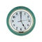 Office wall clock shows five hours isolated closeup