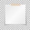 Office white paper sticky note isolated on transparent background. Post on sticky tape. Template for your projects. Vector