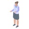 Office woman realtor icon, isometric style