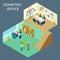 Office work. Isometric flat 3d about office staff