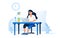 Office Worker Busy Business Woman or Freelancer Working on Laptop Sitting at Table Workplace Thinking of Task