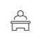 Office worker at desk line outline icon