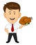 Office Worker holding roasted thanksgiving turkey