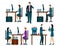 Office worker icons set with business people workflow elements i