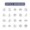 Office workers line vector icons and signs. Employees, Clerks, Executives, Administrators, Managers, Assistants