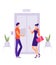 Office workers near elevator illustration. Two employees are waiting for elevator.