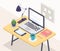 Office workplace - modern vector colorful isometric illustration