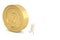 A officeman character and big gold coin 3d illustration.