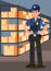 Officer in Evidence Room Flat Vector Illustration