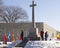 Officers standing guard at the Cross of Sacrifice