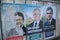 Official campaign posters of political party leaders ones of the eleven candidates running in the 2017 French presidential electi