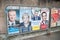 official campaign posters of political party leaders ones of the eleven candidates running in the 2017 French presidential electi