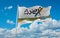 official flag of Essex, Ontario Canada at cloudy sky background on sunset, panoramic view. Canadian travel and patriot concept.