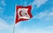 official flag of Standard of General staff of Turkish Armed Forces Turkey at cloudy sky background on sunset, panoramic view.